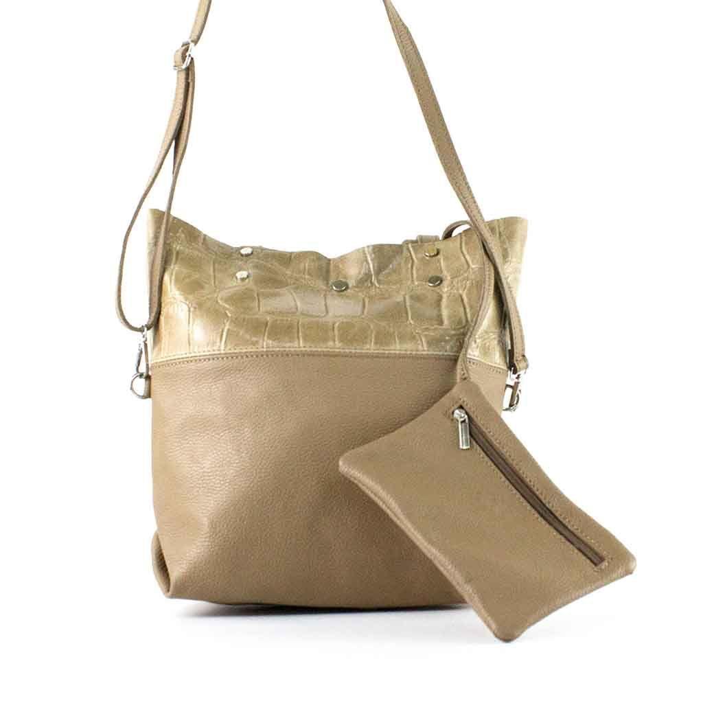 Cartera de Cuero Coco Broche 743 Mujer Taupe Mailea-7