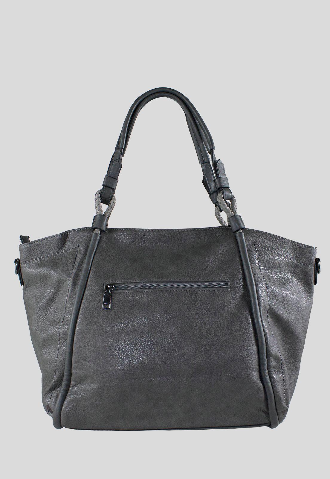 Cartera Lazos Trenzados Frontales Gris-2