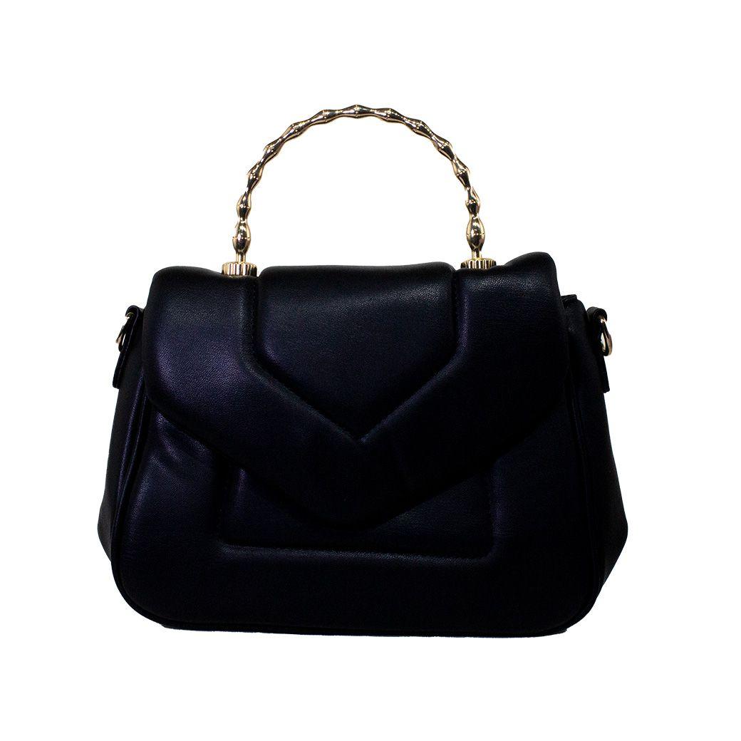 Cartera acolchada c/man. Metal Negro-0