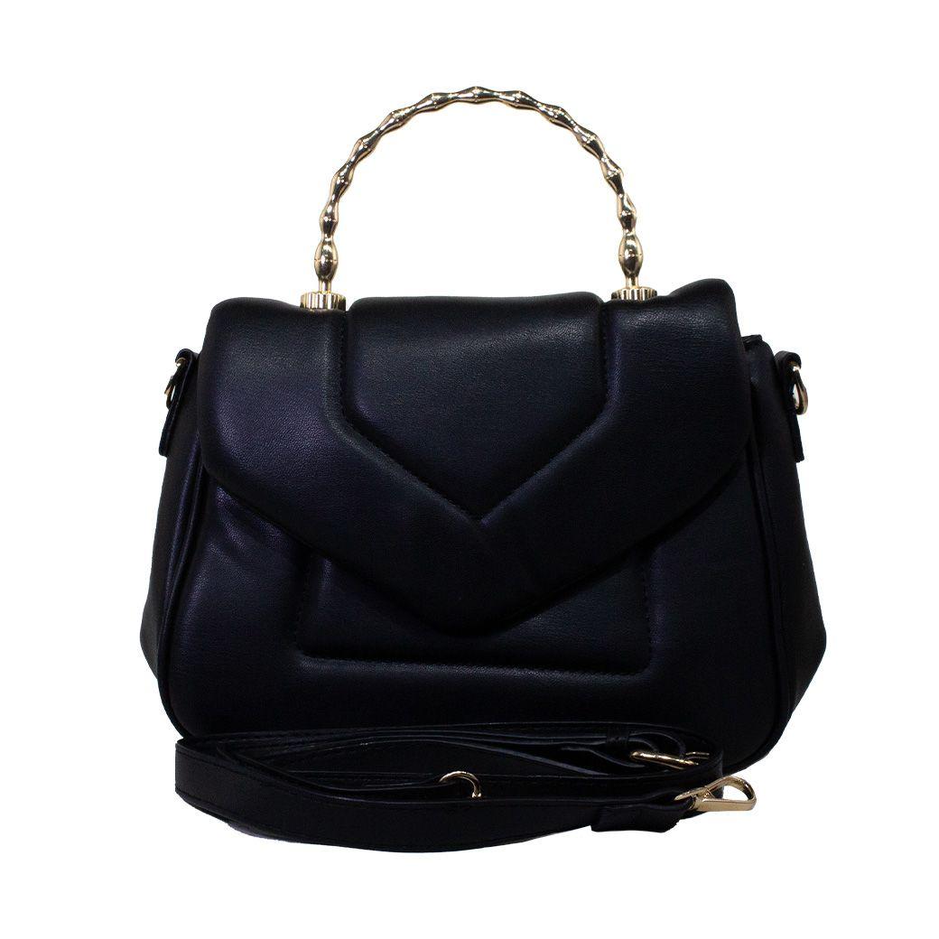 Cartera acolchada c/man. Metal Negro-1
