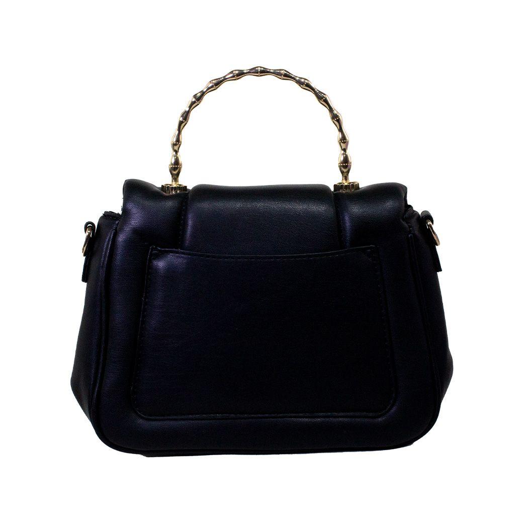 Cartera acolchada c/man. Metal Negro-2