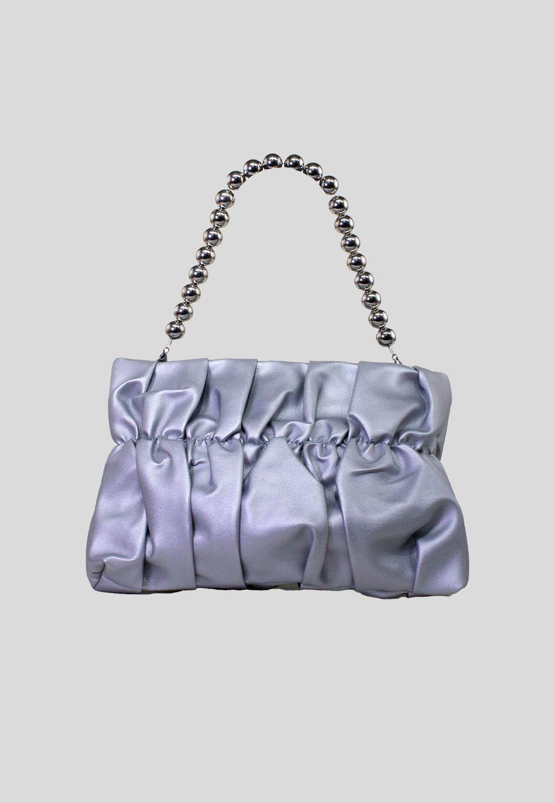 Cartera acolchada c/manilla Plata-0