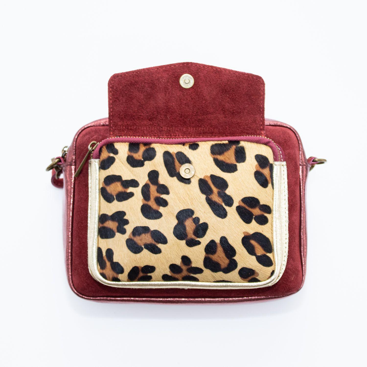 Bandolera Mailea reno bolsillo animal Burdeo-3