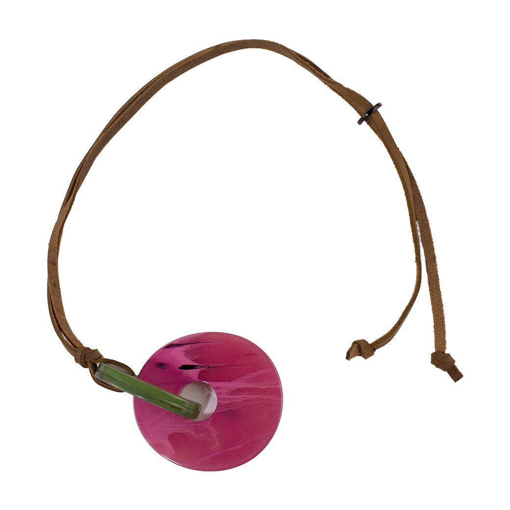 Collar Placa y Gancho Acrilico Rosado-1