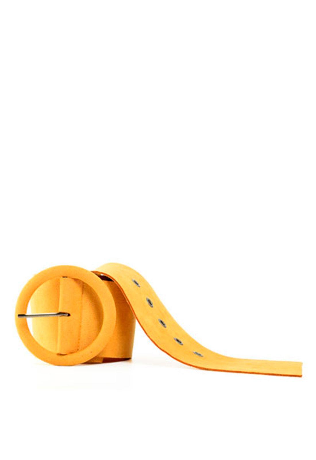 Cinturon Gamuza Hebilla Perforada Amarillo-0