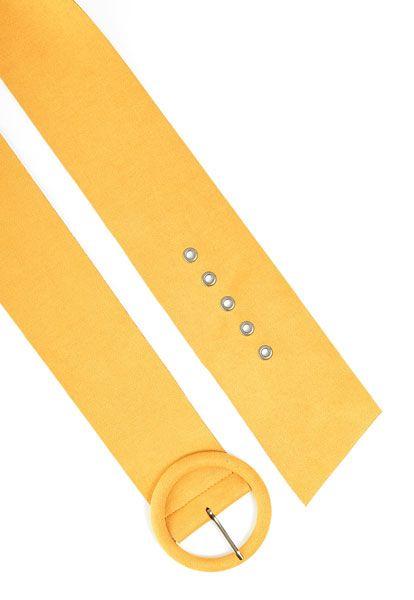 Cinturon Gamuza Hebilla Perforada Amarillo-1