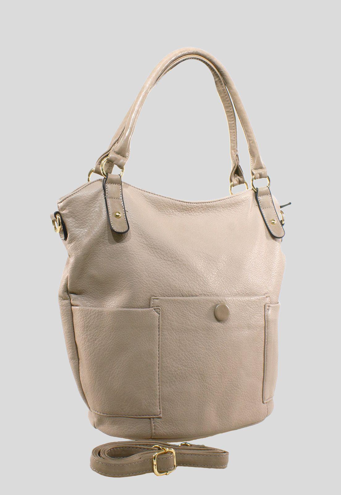 Cartera Clasica Bolsillo C/Boton Taupe-1
