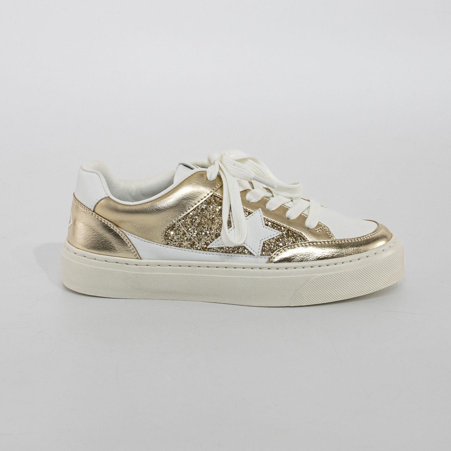 Zapatilla plana escarcha C/estrella Oro-0