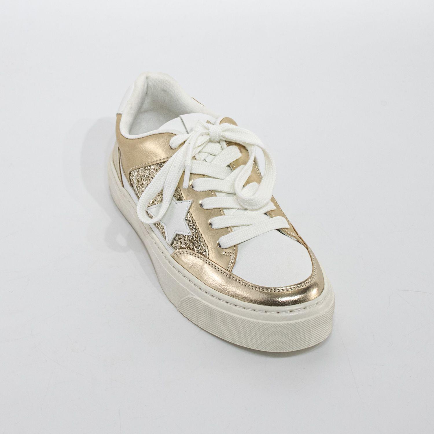 Zapatilla plana escarcha C/estrella Oro-1