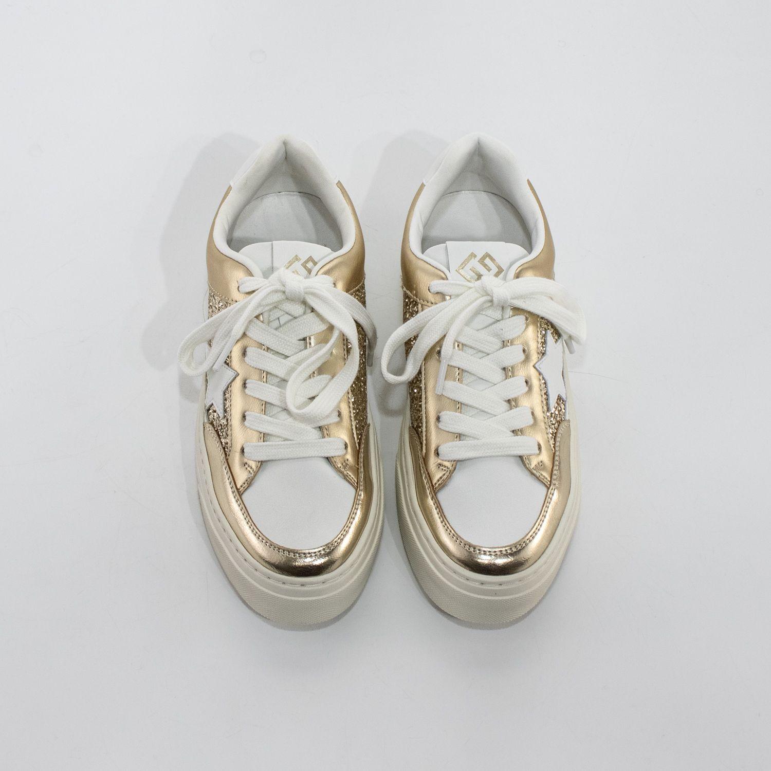 Zapatilla plana escarcha C/estrella Oro-4