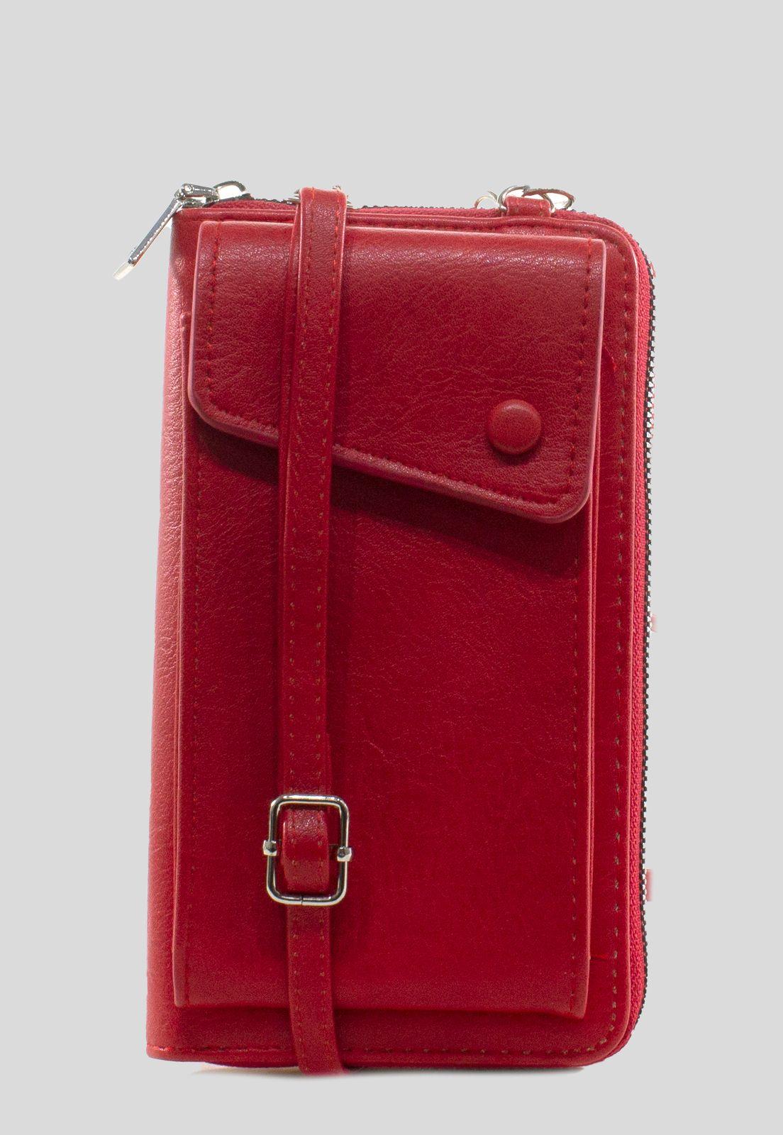 Portacelular liso c/boton Rojo-0