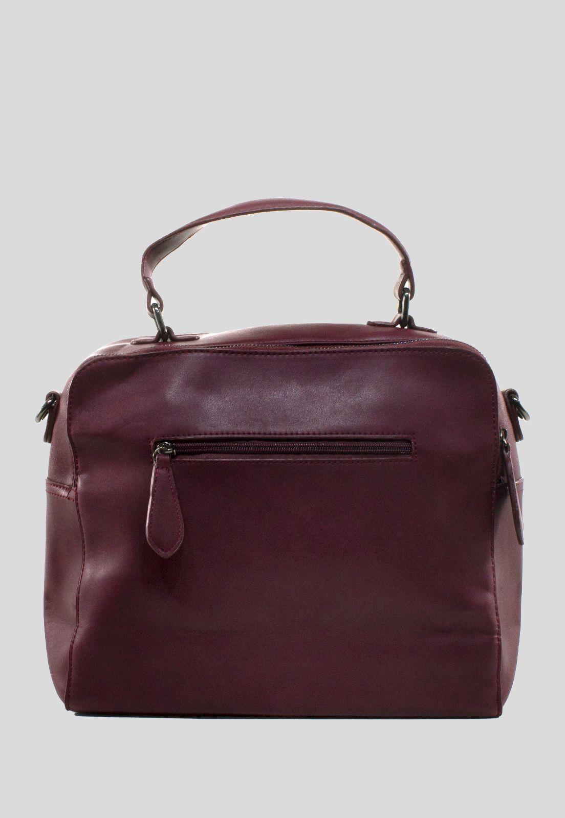 Cartera Grande Rigida Metal Burdeo-2
