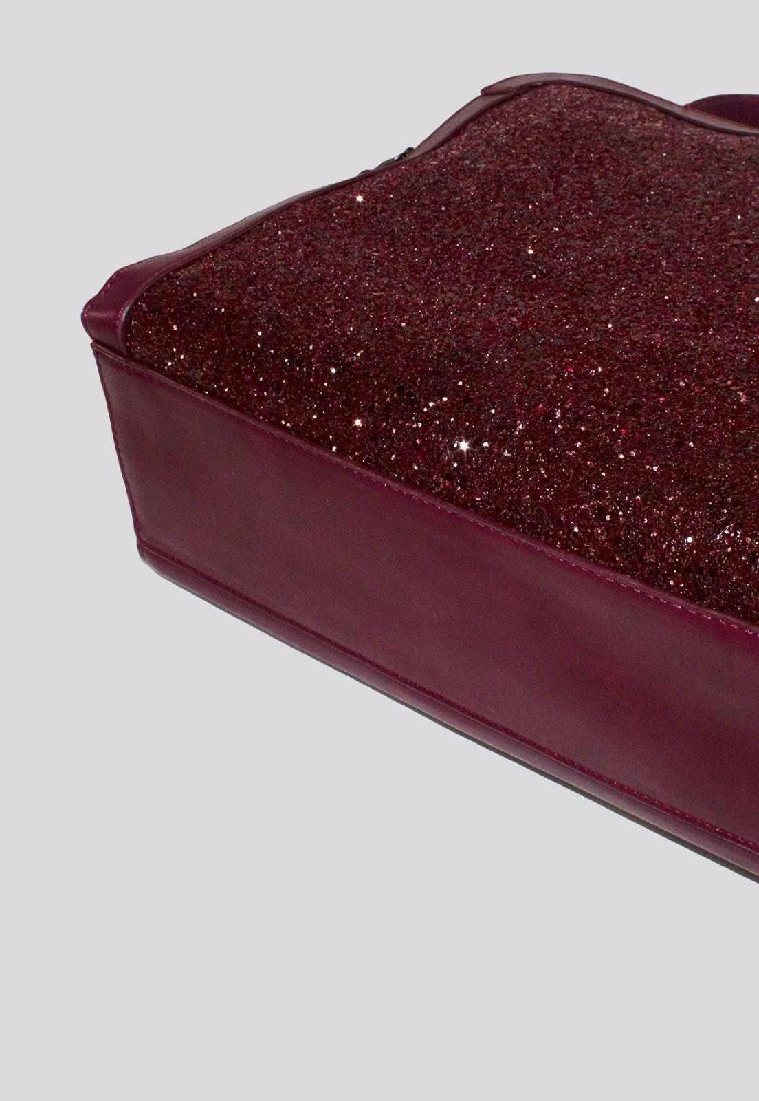Cartera Grande Rigida Metal Burdeo-4