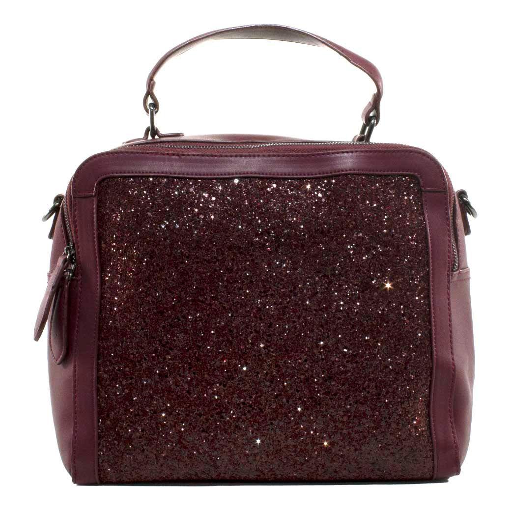 Cartera Grande Rigida Metal Burdeo-0