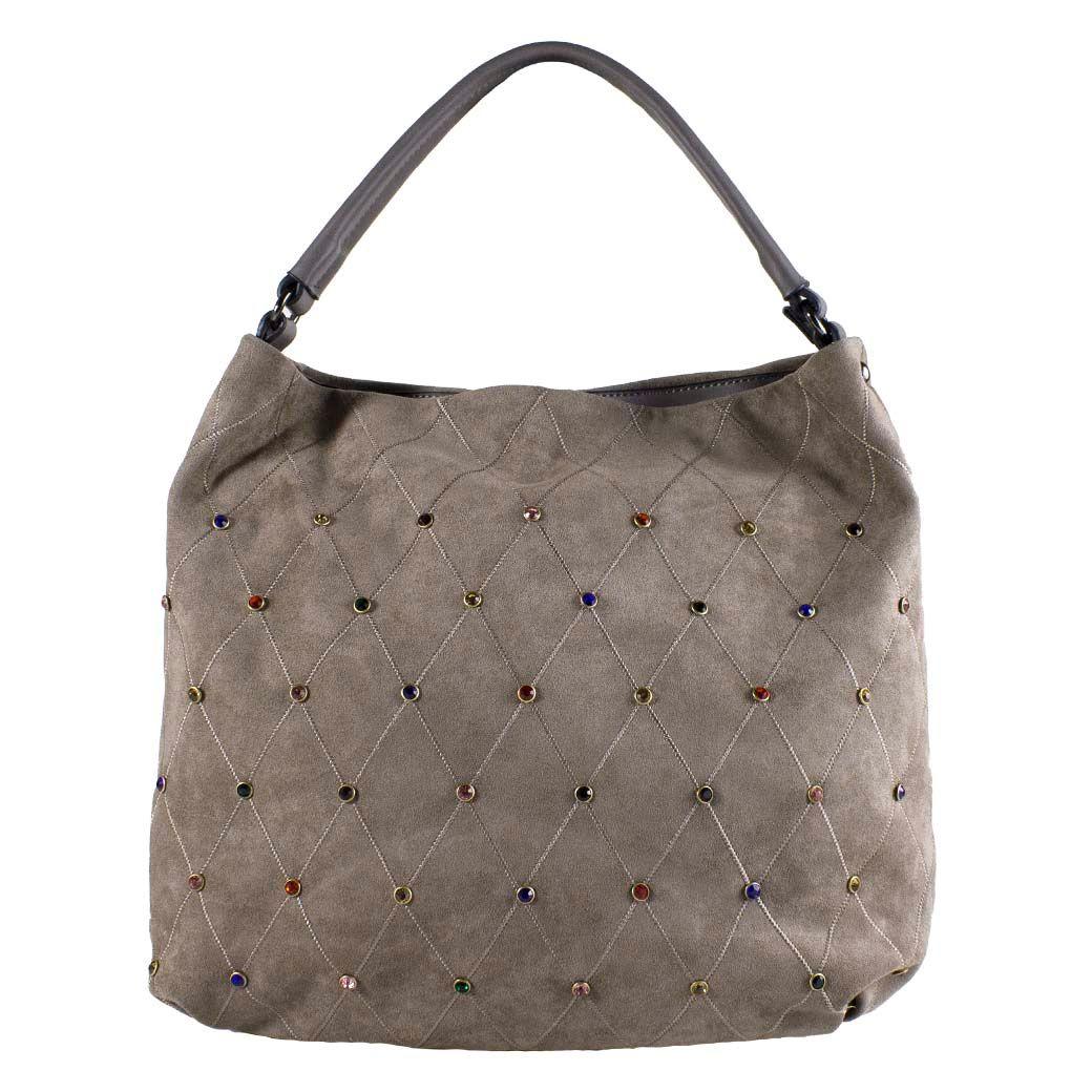 Cartera Rombos Strass Taupe-0