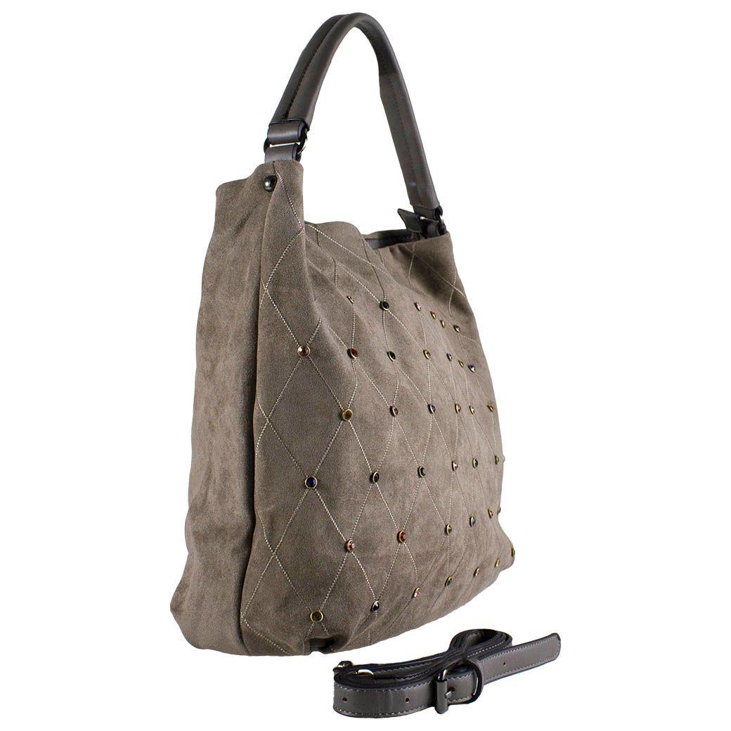 Cartera Rombos Strass Taupe-1