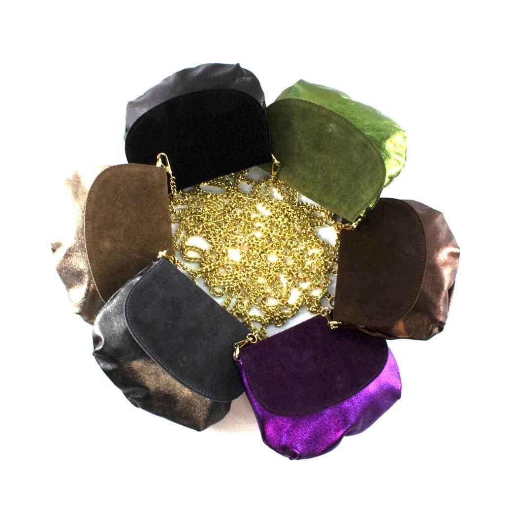 Bandolera de Cuero Reno 762 Metalizado Mujer Asfalto Mailea-4