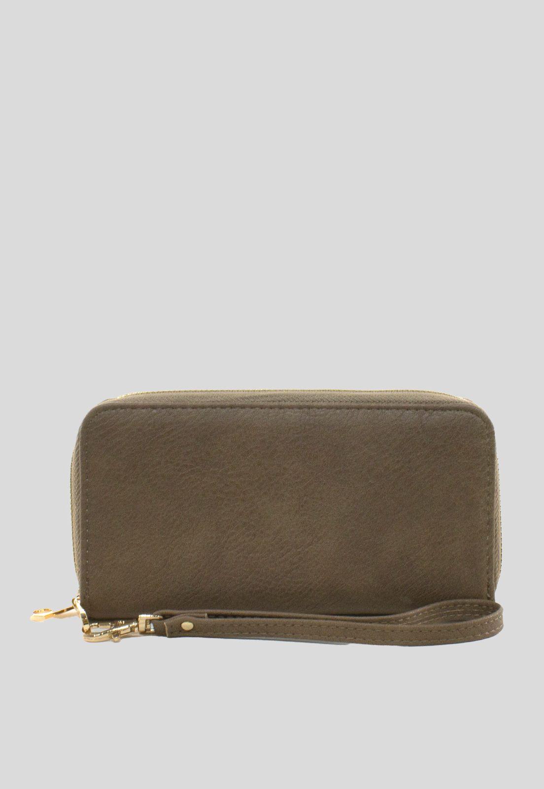 Billetera Doble Liso Taupe-0