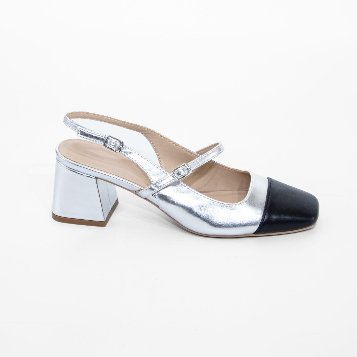 Stiletto Abierto Hebilla Lateral Plata Mailea-0