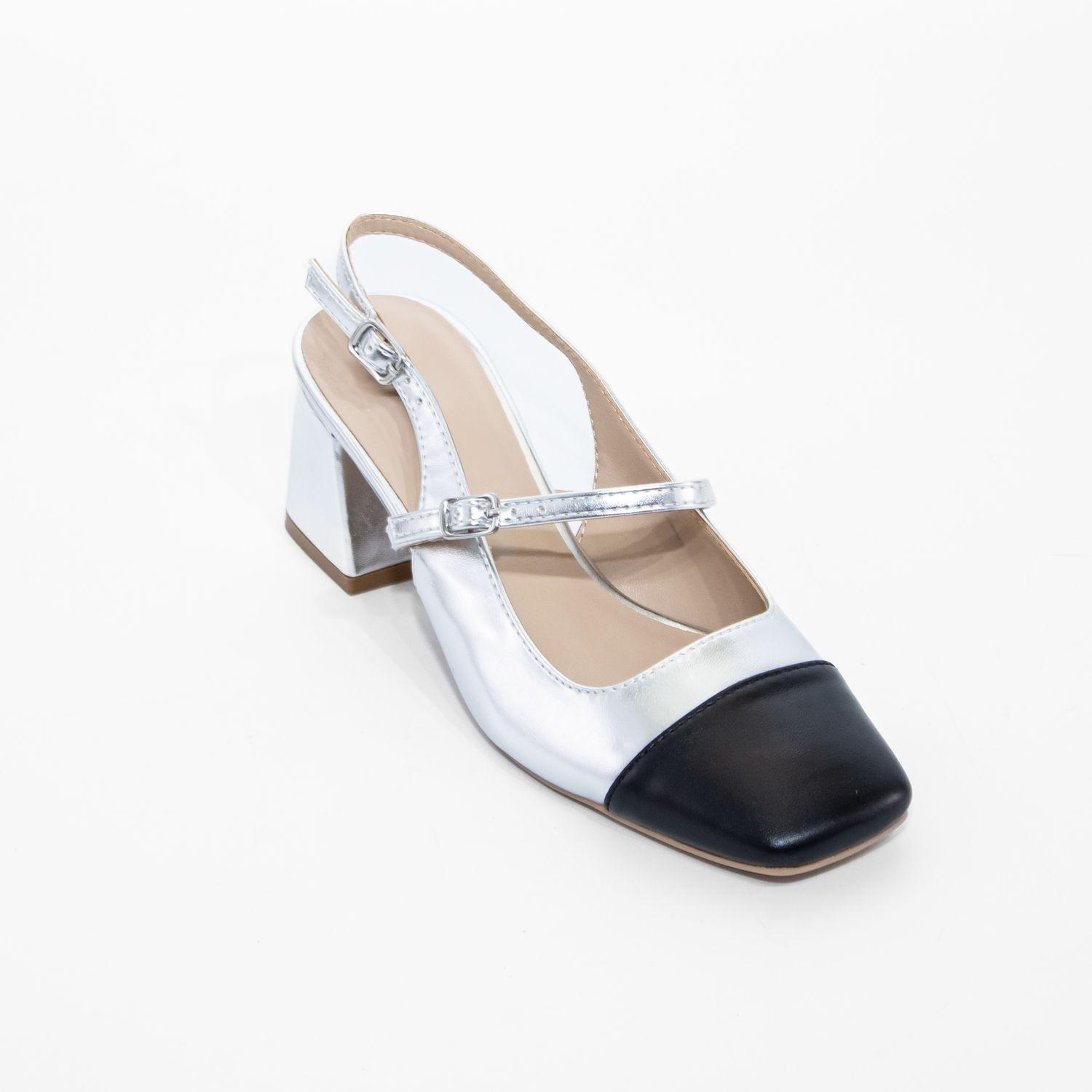 Stiletto Abierto Hebilla Lateral Plata Mailea-1