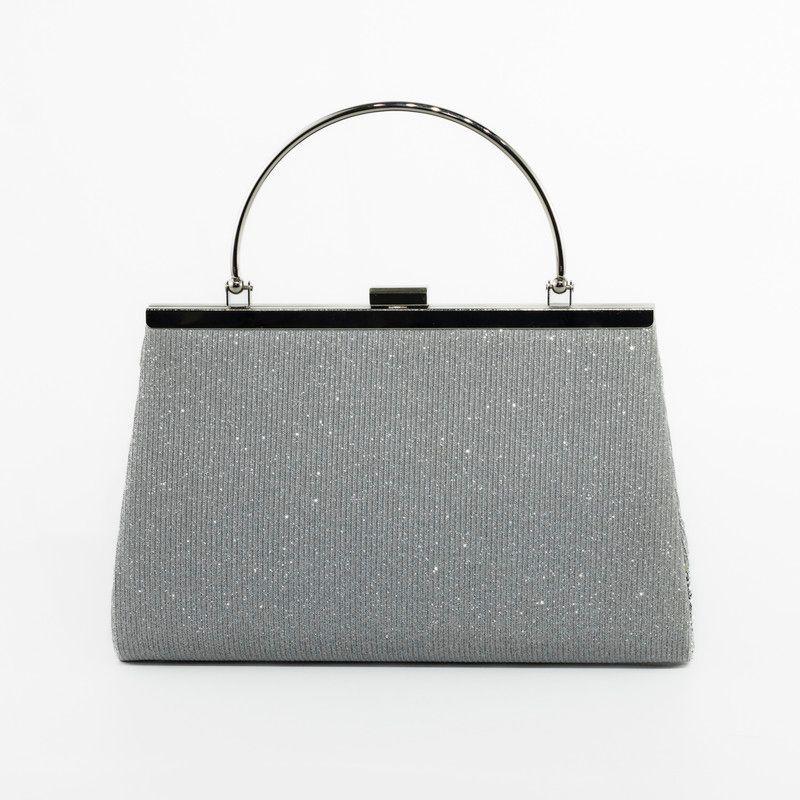 Cartera De Noche Bimaterial Tela Brillante Mailea-2