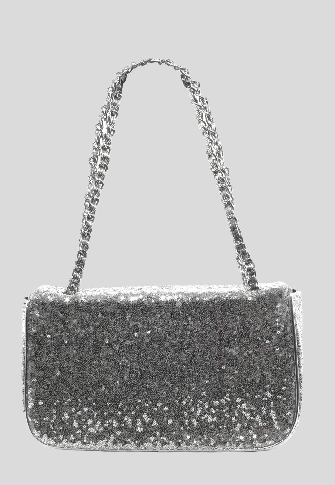 Cartera Mediana Lentejuelas Plata-2