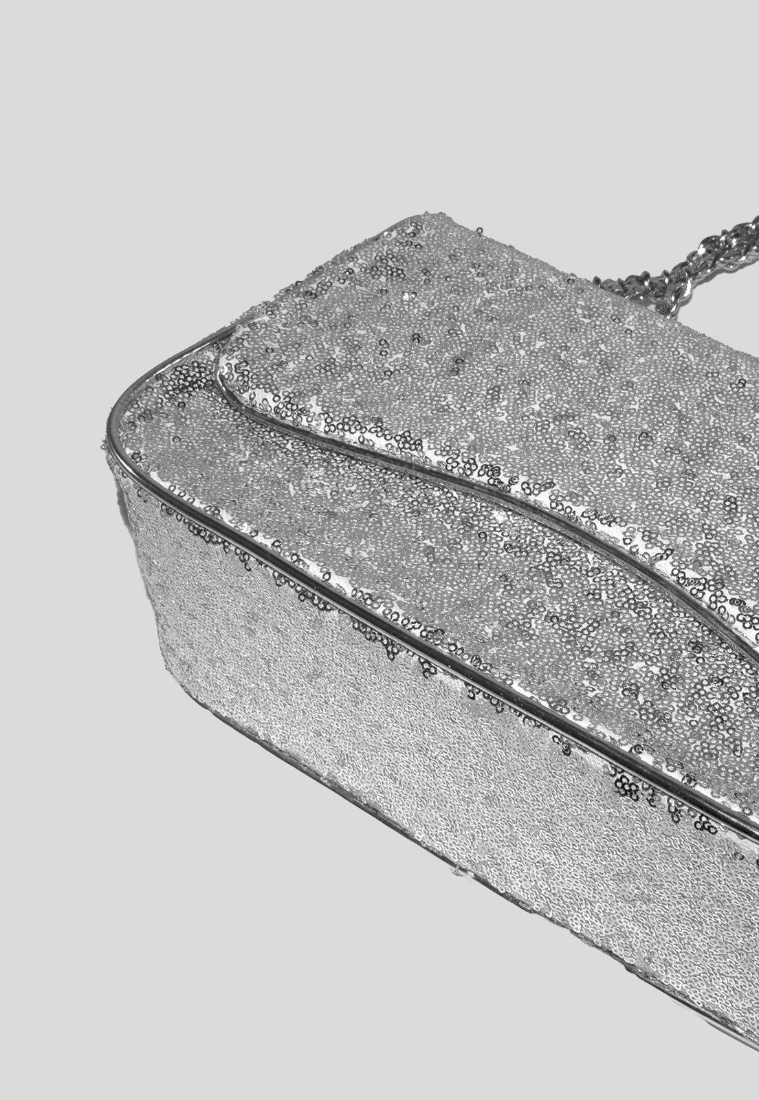 Cartera Mediana Lentejuelas Plata-4