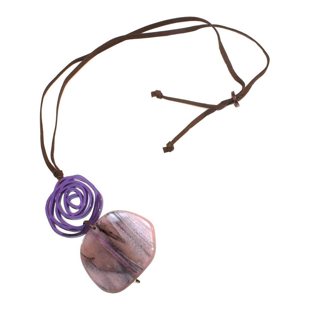 Collar Blanca Y Rosa Acrilico Rosado-2