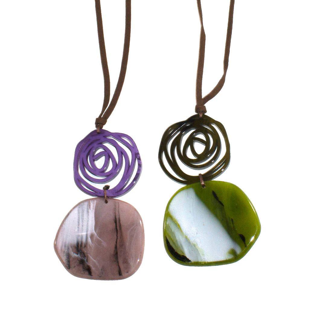 Collar Blanca Y Rosa Acrilico Rosado-3