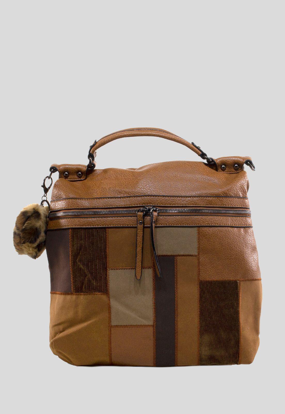 Mochila Grande Patchwork  Tostado-0