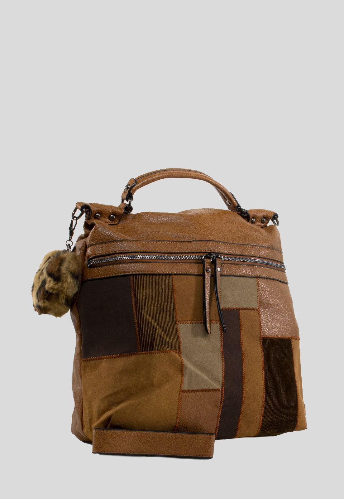 Mochila Grande Patchwork  Tostado-1