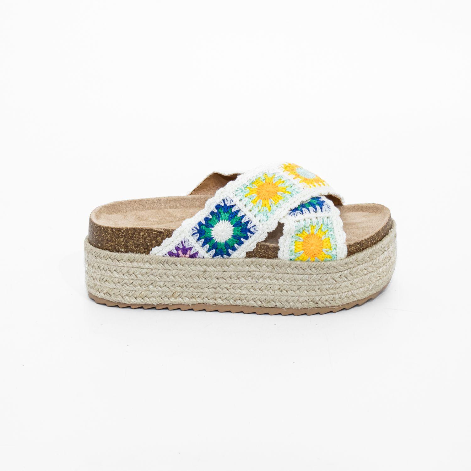 Sandalia Cruzada Crochet Multicolor Mailea-0
