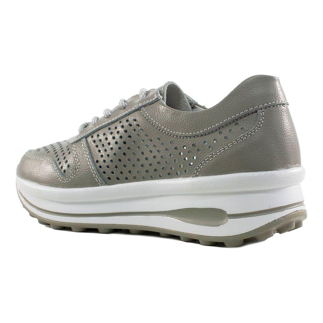 Zapatilla Cuero Perforado Chico Gris-2
