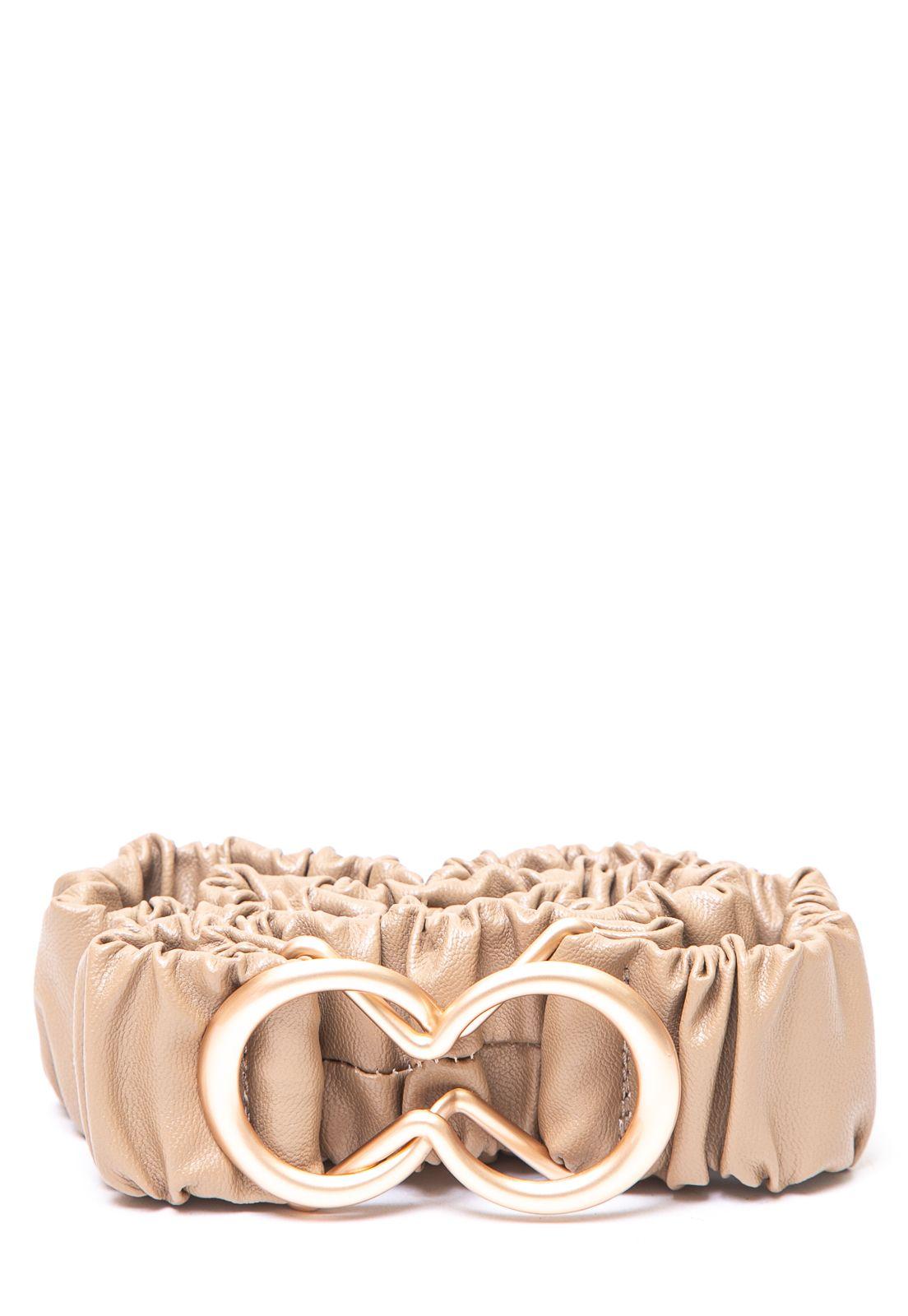 Cinturon Arrugado Con Enganche Taupe-0