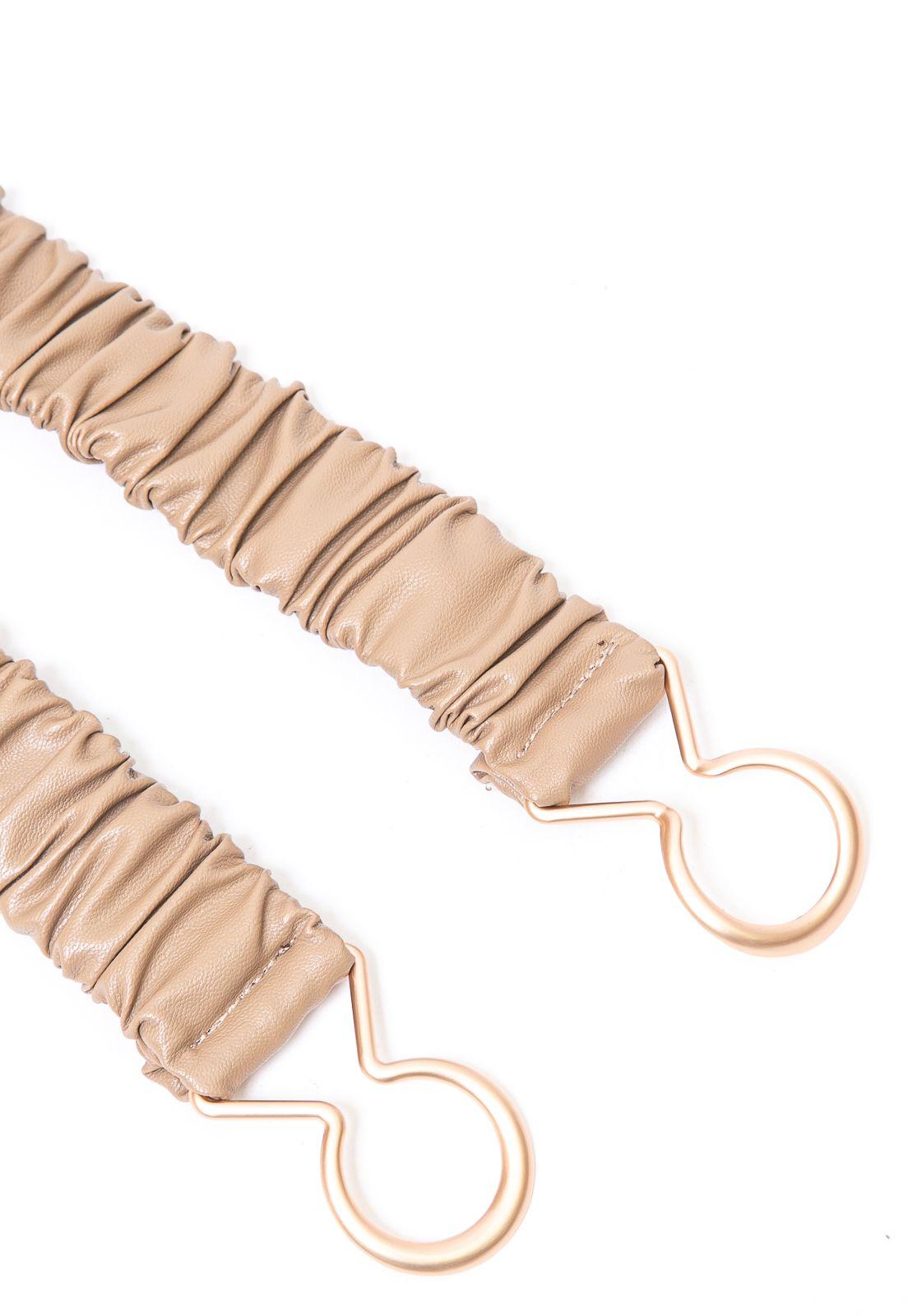 Cinturon Arrugado Con Enganche Taupe-1