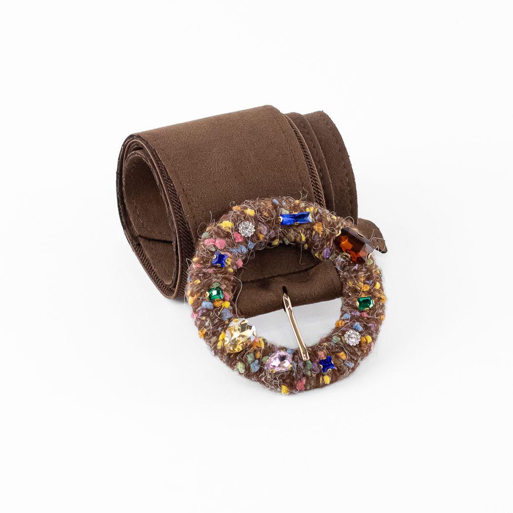 Cinturón Elastico Gamuza Hebilla Tela Mujer Moro Mailea-2