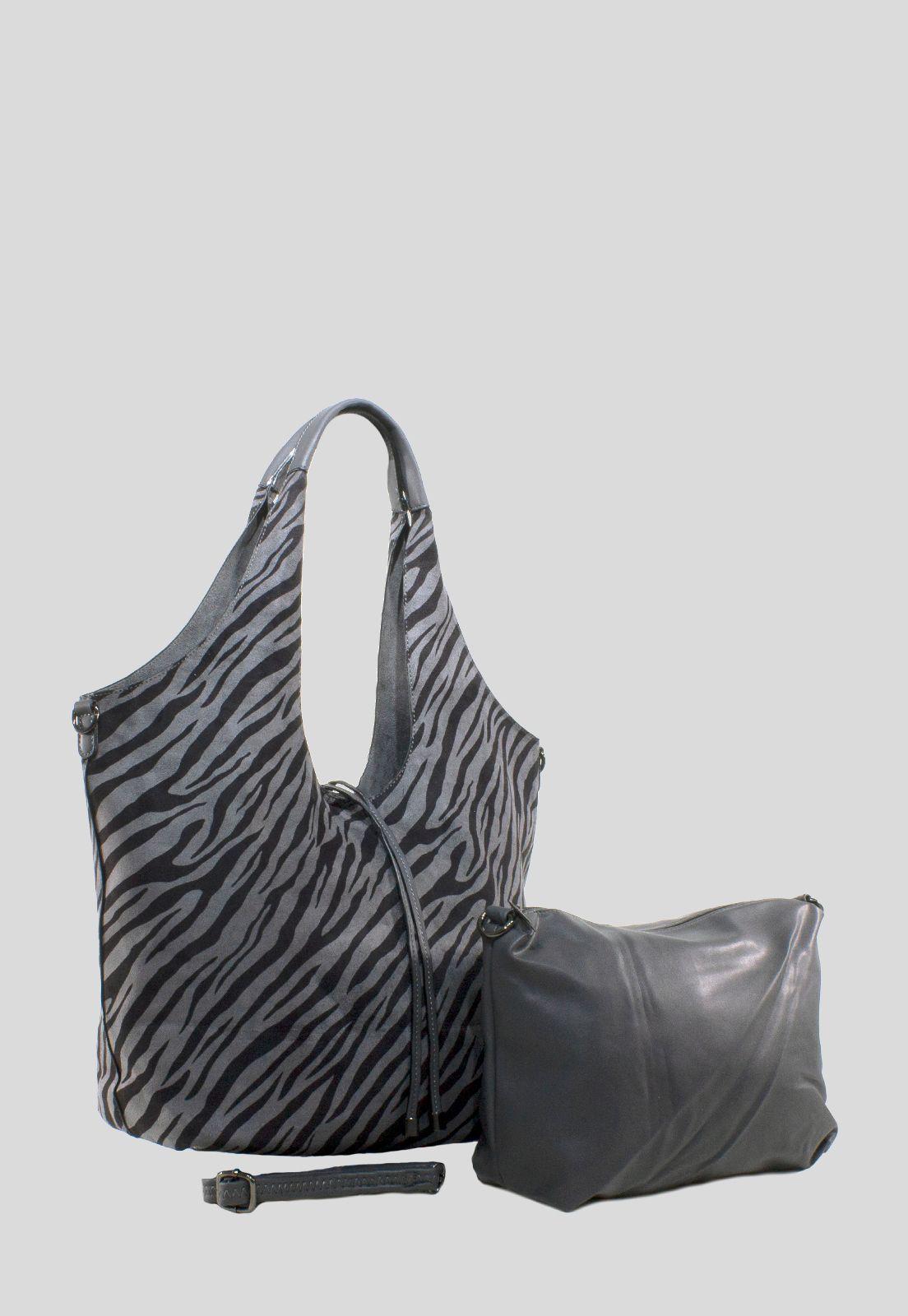 Cartera Grande 2 Manillas Ovales Gris-1