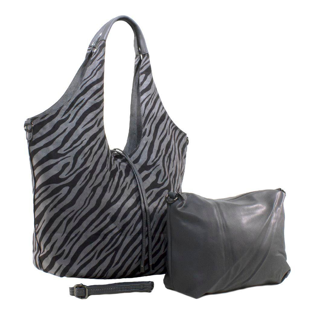 Cartera Grande 2 Manillas Ovales Gris-1