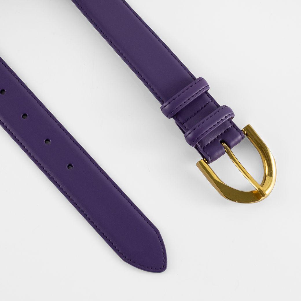 Cinturón Cuero Clásico Pasador Metal Mujer Morado Mailea-2