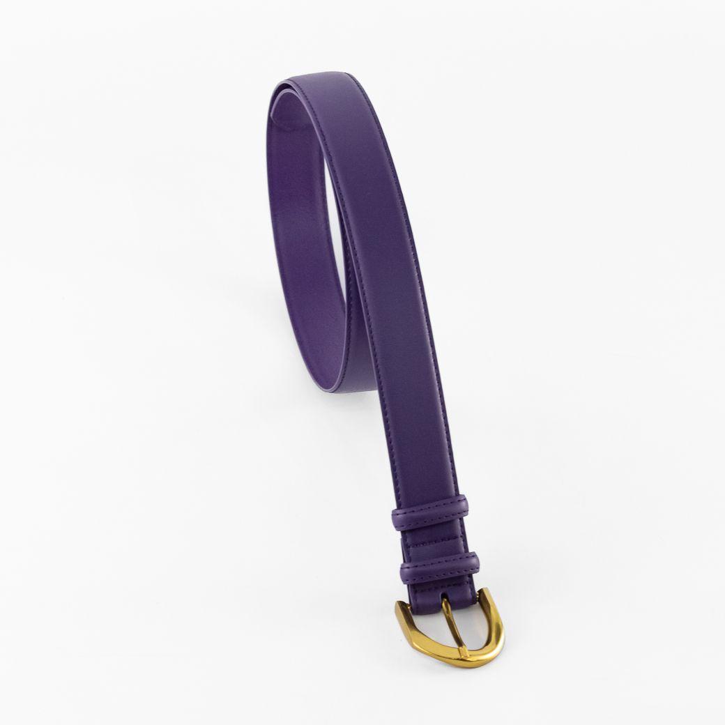 Cinturón Cuero Clásico Pasador Metal Mujer Morado Mailea-3