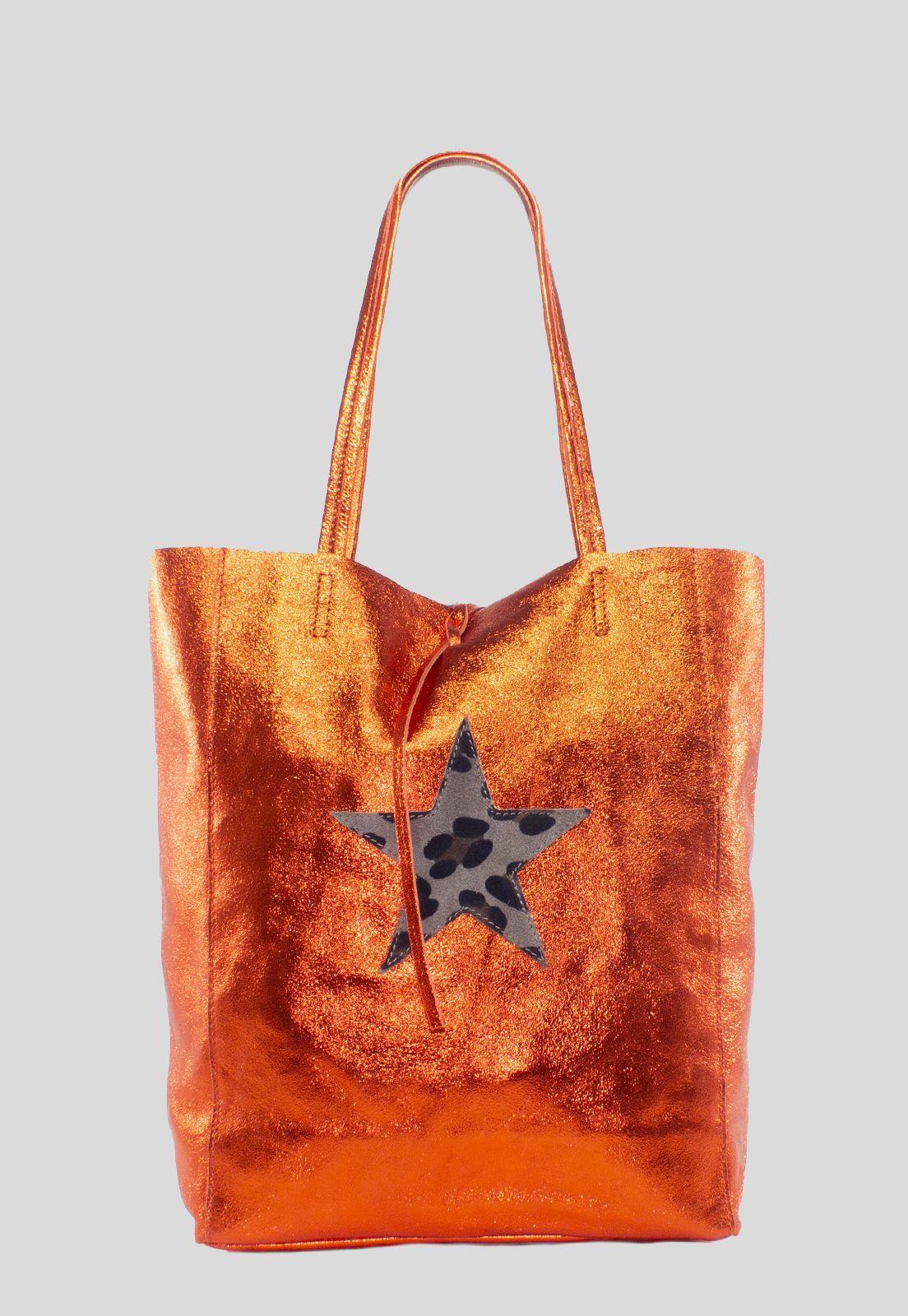 Cartera cuero brillo estrella leo Naranjo-0
