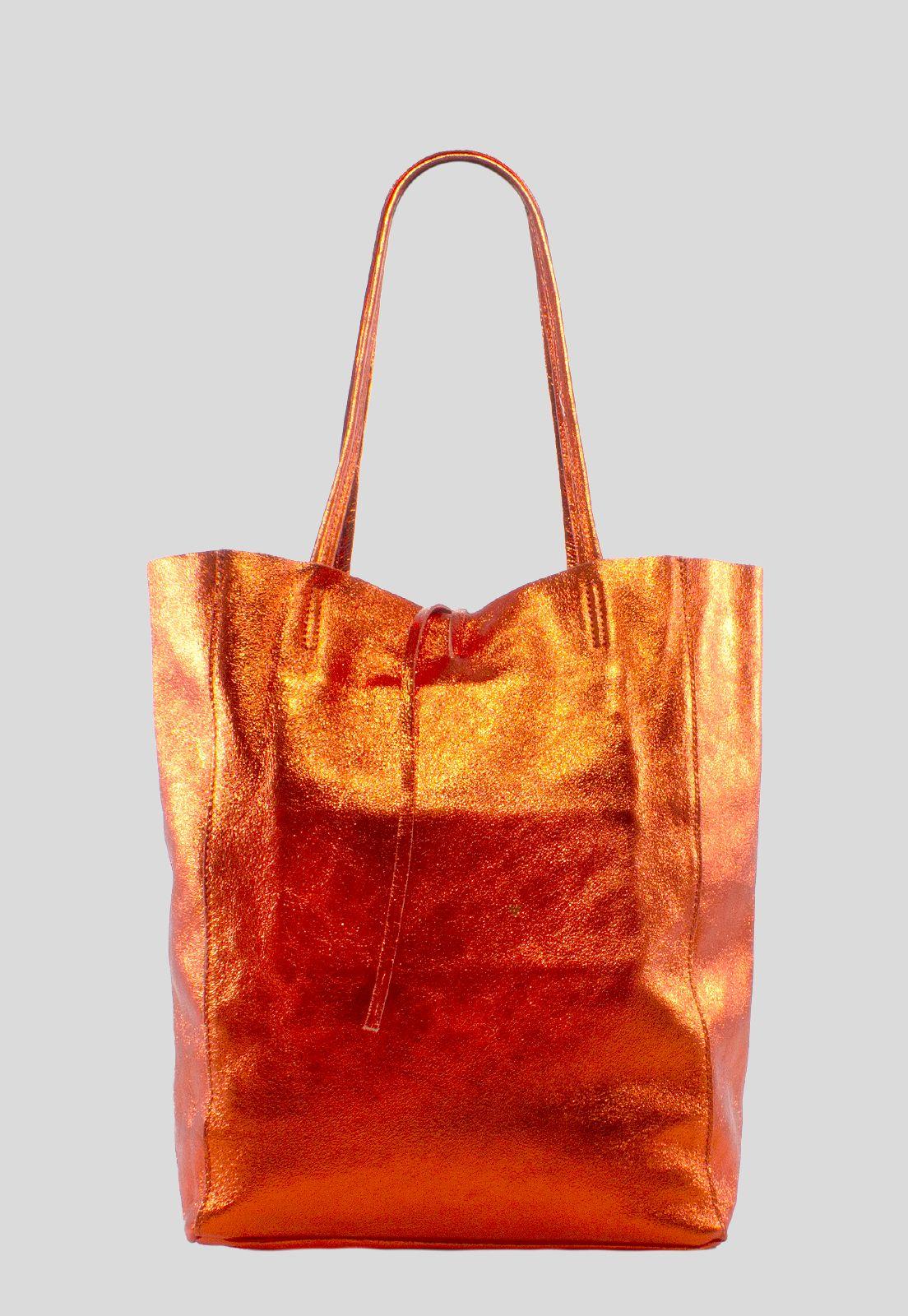 Cartera cuero brillo estrella leo Naranjo-2