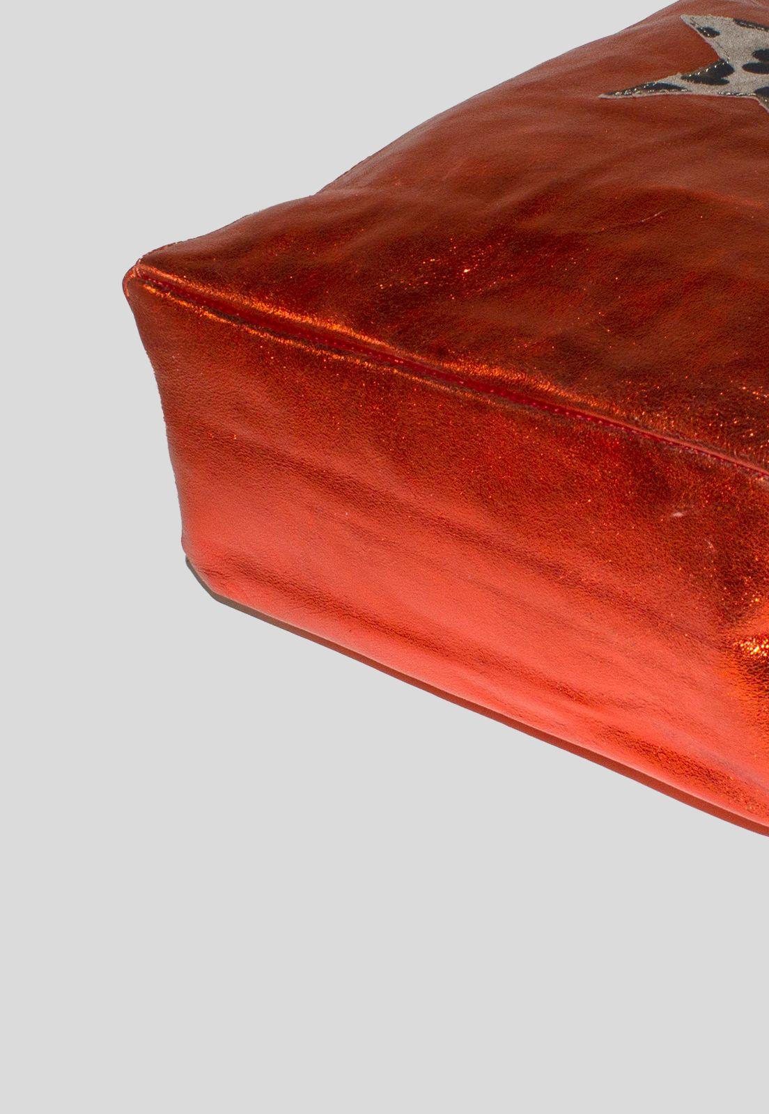 Cartera cuero brillo estrella leo Naranjo-4