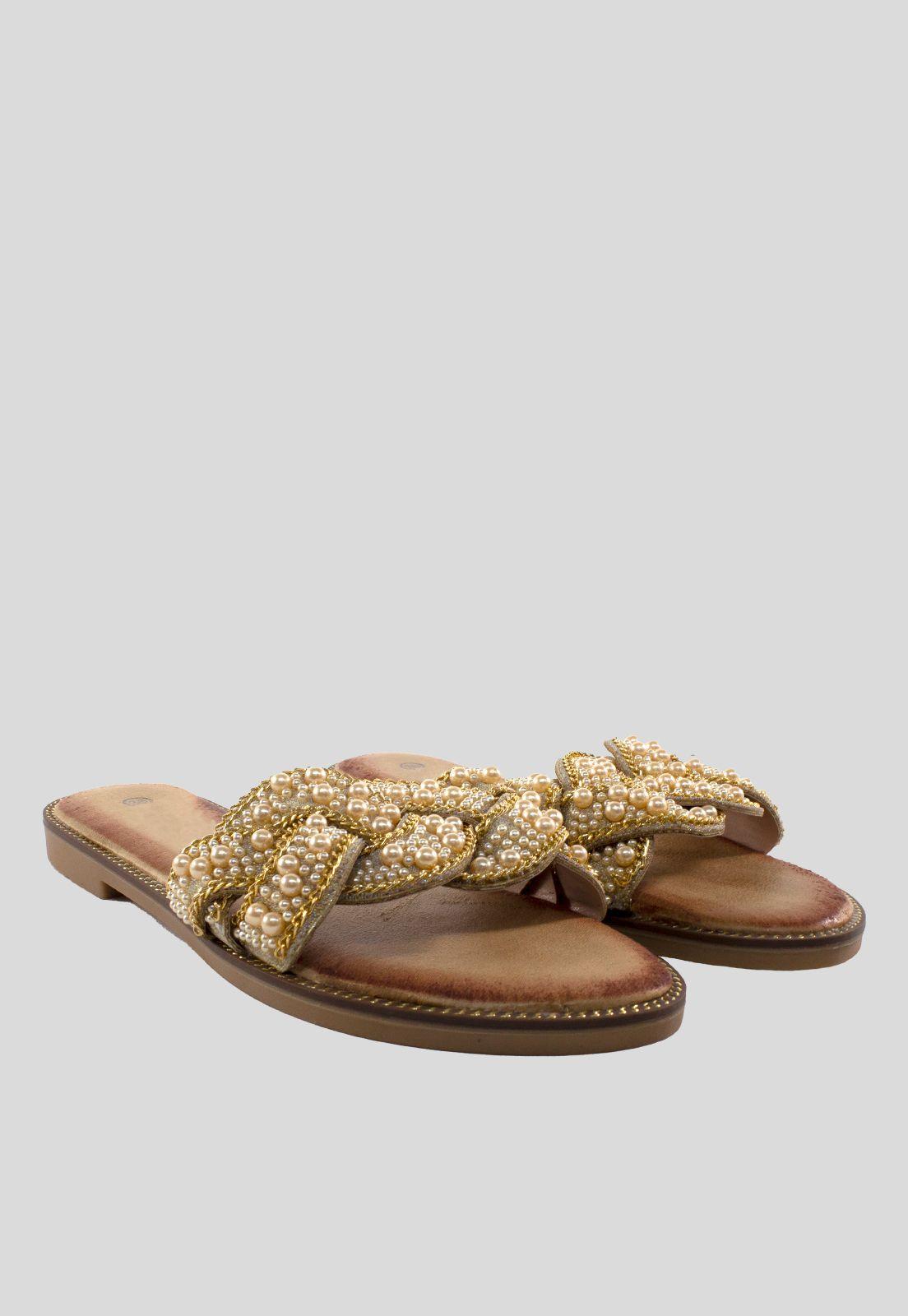 Sandalia Baja Entrelazada Oro-3