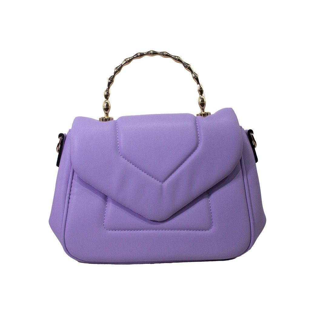 Cartera acolchada c/man. Metal Lila-0
