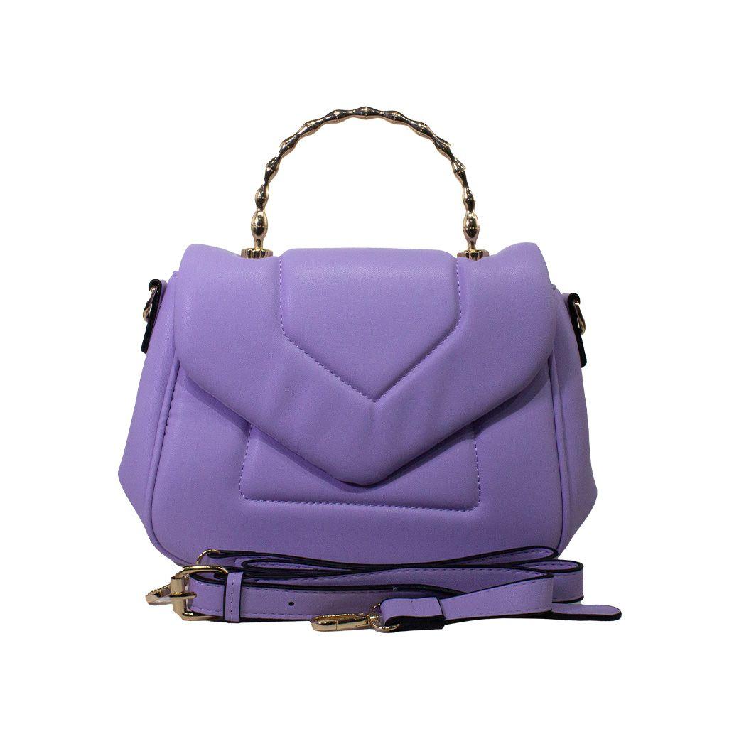 Cartera acolchada c/man. Metal Lila-1