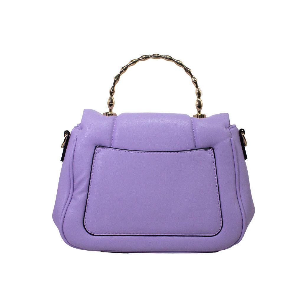 Cartera acolchada c/man. Metal Lila-2