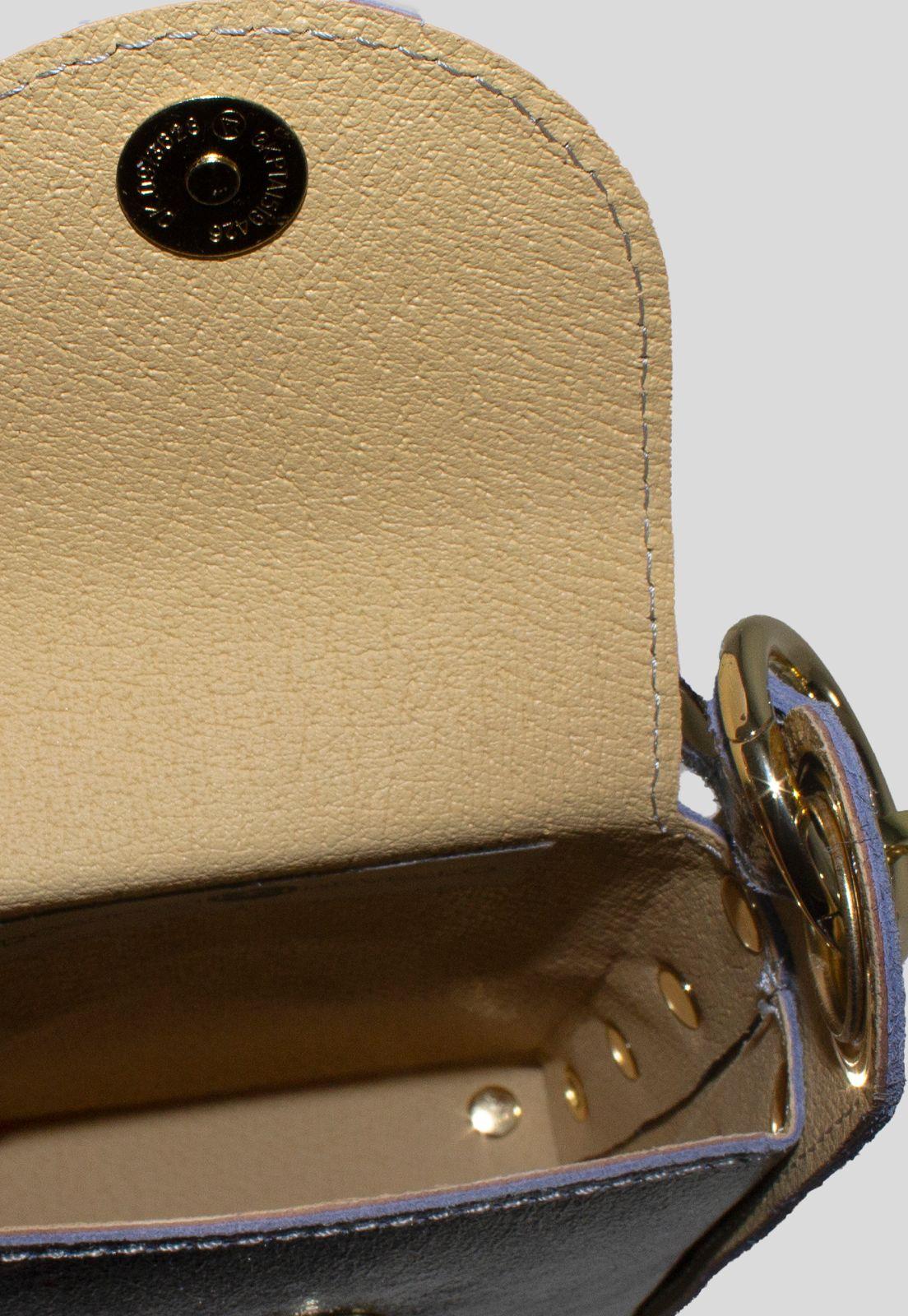 Portacelular cuero tachas planas Plata-3