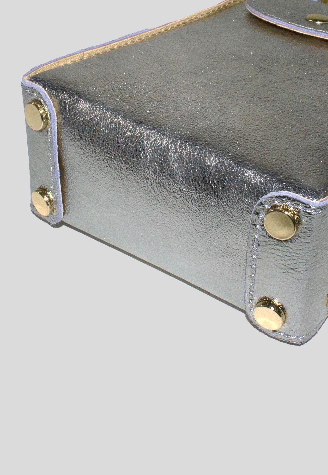Portacelular cuero tachas planas Plata-4