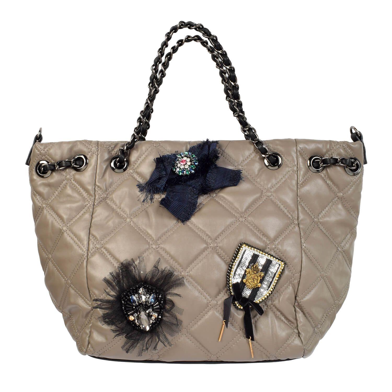 Cartera Acolchada Prendedor Gris-0